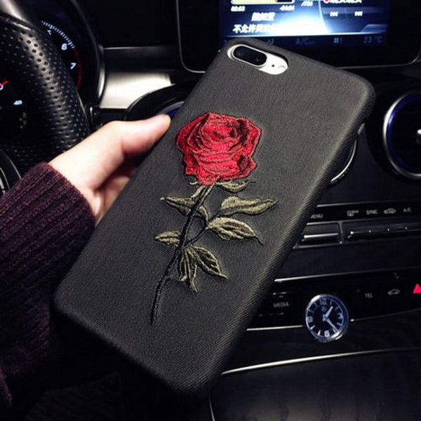 Embroidered Rose Phone Case