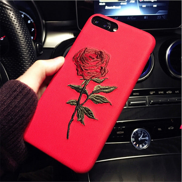 Embroidered Rose Phone Case